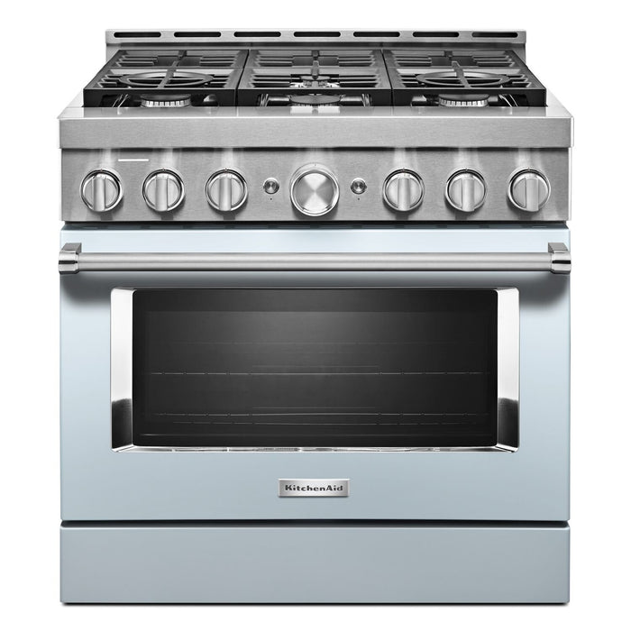 Cuisinière intelligente à gaz KitchenAid de 5,1 pi³ avec autonettoyage - bleu Miami - KFGC506JMB