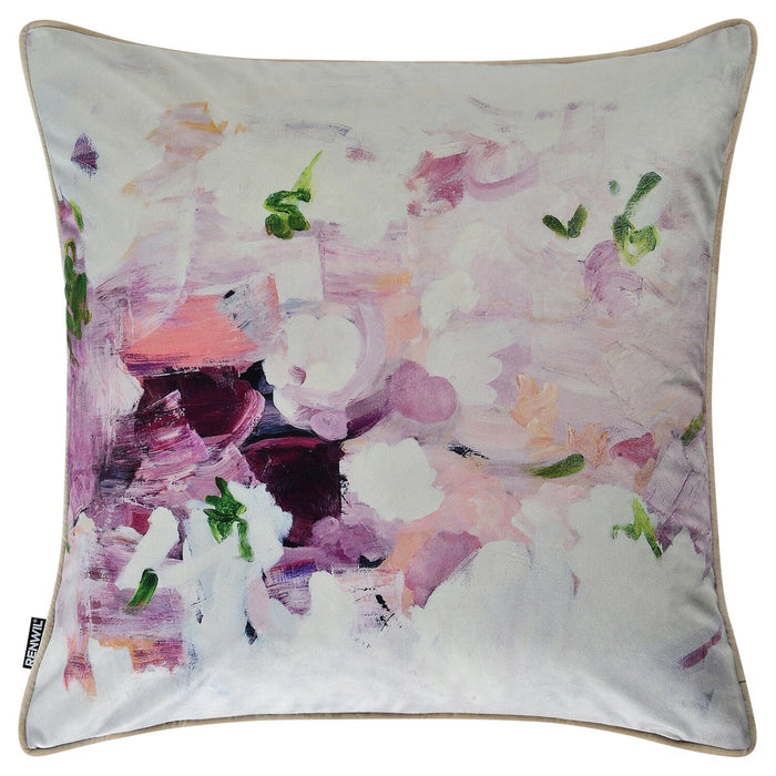 Coussin décoratif motif floral abstrait - violet 