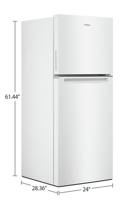 Réfrigérateur Whirlpool de 11,6 pi³ et de 24 po à congélateur supérieur - blanc - WRT112CZJW