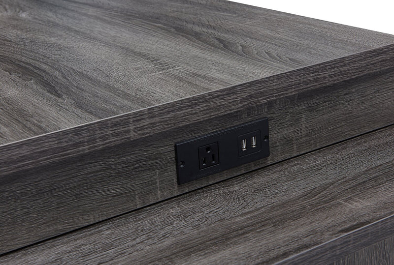 Bureau en coin réversible Owen de 55 po à 4 tiroirs et compartiments - gris vieilli