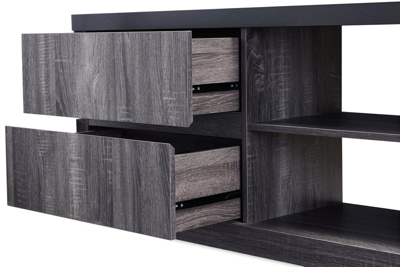 Meuble pour téléviseur moderne Rhys de 70 po avec support, rangement et système de gestion des câbles pour téléviseurs jusqu’à 80 po - gris vieilli