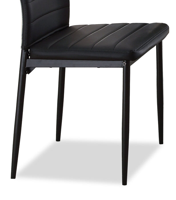 Chaise de salle à manger Onyx en tissu de cuir végétalien et en métal - noire