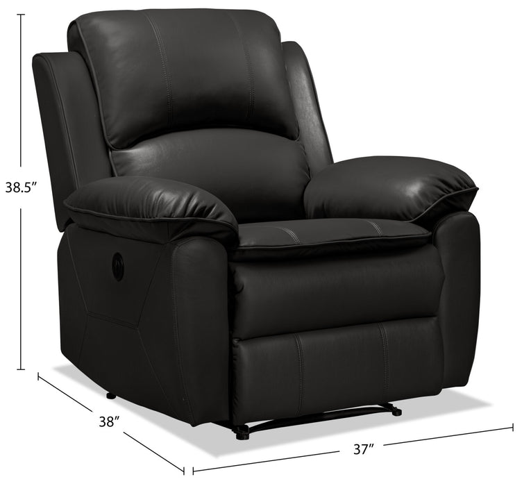 Fauteuil à inclinaison électrique Chandler de 37 po en tissu d’apparence cuir - gris
