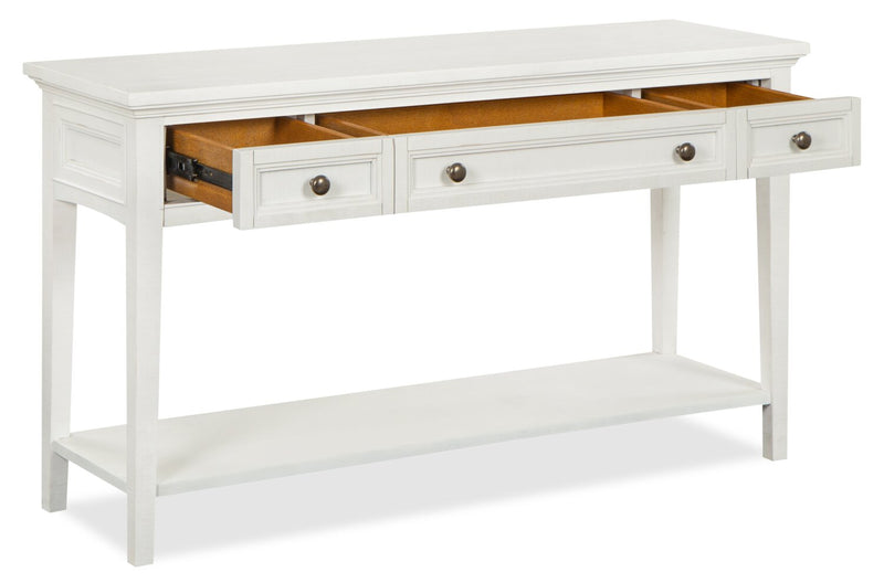 Table de salon traditionnelle Heron Cove de 50 po avec rangement et tablette - pin blanc