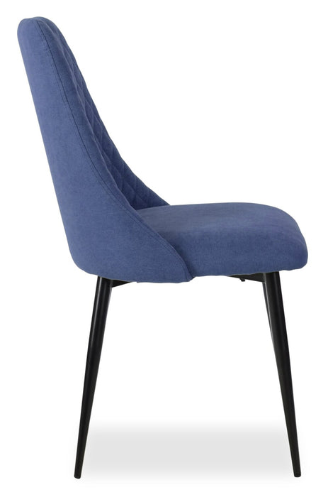 Chaise de salle à manger Miya en tissu de polyester et en métal - bleu marine