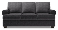 Sofa Roll de Sofa Lab de 86 po fabriqué au Canada en tissu de chenille avec accoudoirs enroulés - gris Luxury Charcoal