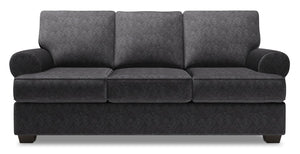 Sofa personnalisable Roll de Sofa Lab de 86 po fabriqué au Canada en tissu de chenille avec accoudoirs enroulés - gris Luxury Charcoal