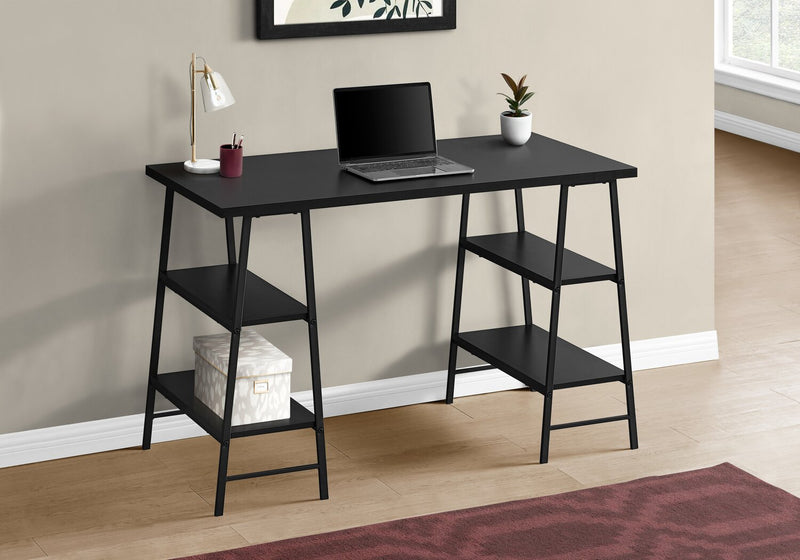 Bureau Jonnie de 47,25 po avec pattes de type chevalet - noir
