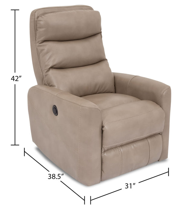 Fauteuil berçant et pivotant à inclinaison électrique Quinn de Cindy Crawford Home de 31 po en tissu d’apparence cuir - taupe