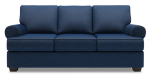 Sofa personnalisable Roll de Sofa Lab de 86 po fabriqué au Canada en tissu d’apparence lin avec accoudoirs enroulés - bleu Pax Navy