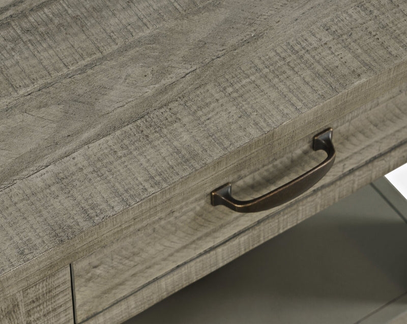 Table de bout rustique Colson de 24 po avec rangement et tablette - bois de grève 