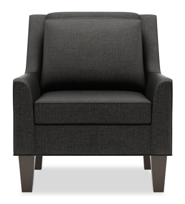 Fauteuil d’appoint club Sofa Lab personnalisable de 29 po fabriqué au Canada en tissu d’apparence lin avec pattes en bois - gris Luna Kohl