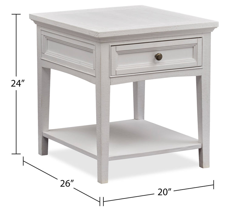 Table de bout traditionnelle Heron Cove de 20 po avec rangement et tablette - pin blanc