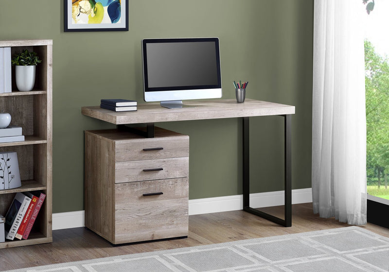 Bureau réversible Clayton de 47,25 po à 3 tiroirs - taupe clair