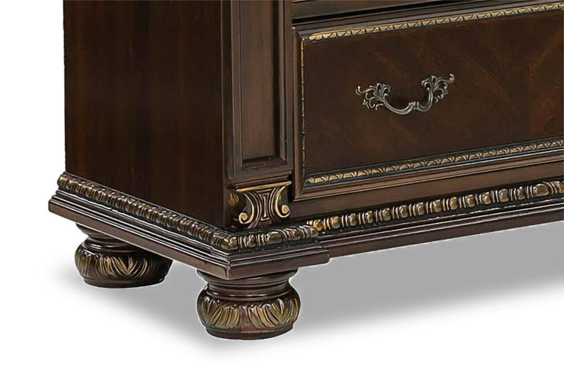 Commode verticale Wynn de 42 po (L) x 54,5 po (H) à 5 tiroirs pour la chambre à coucher - brun cerisier