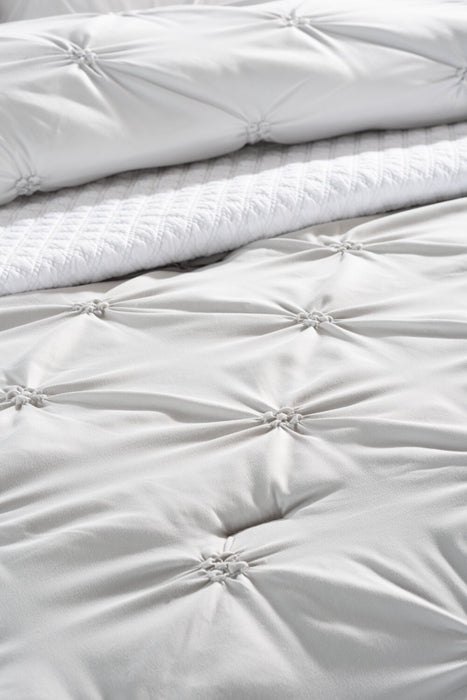 Ensemble d'édredon Brianna 3 pièces gris clair pour lit double ou grand lit