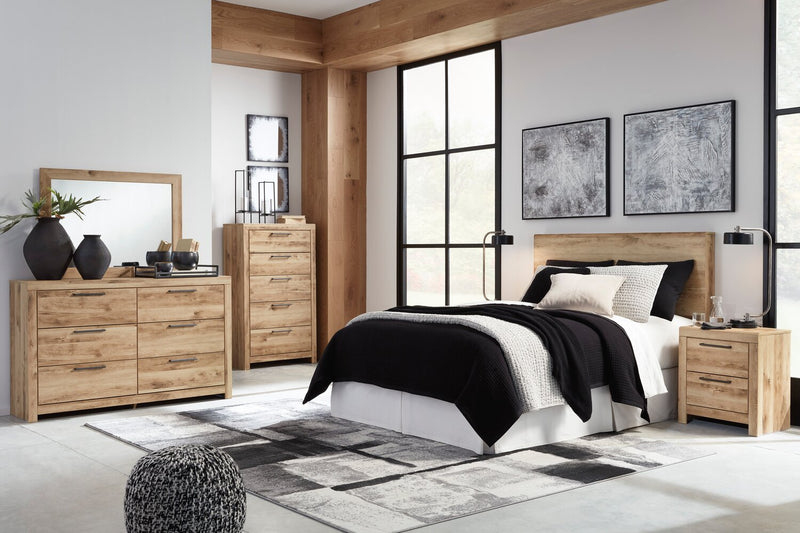 Tête de lit à panneau Derekson, naturelle - format grand lit