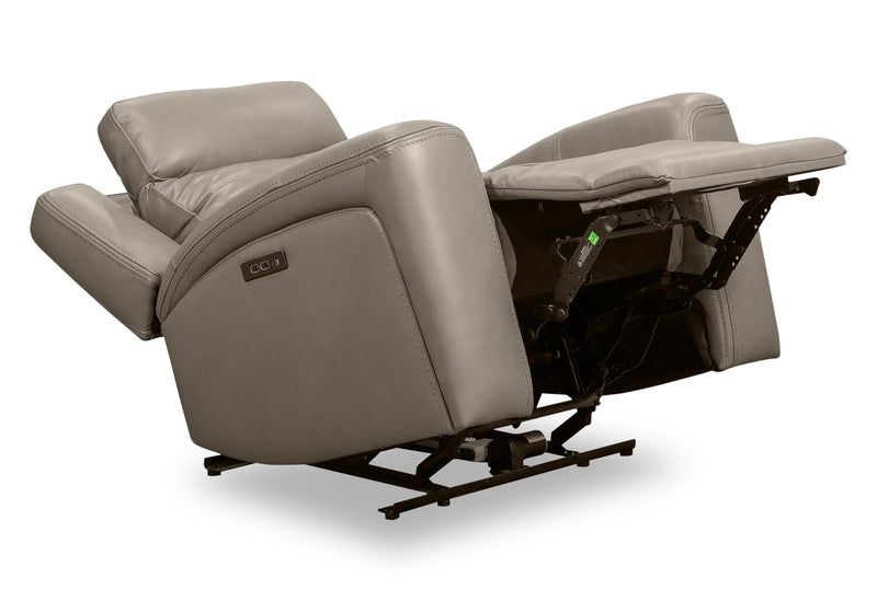 Fauteuil à inclinaison électrique Prescott de Scott Living de 42,5 po en cuir véritable avec appuie-tête électrique - gris