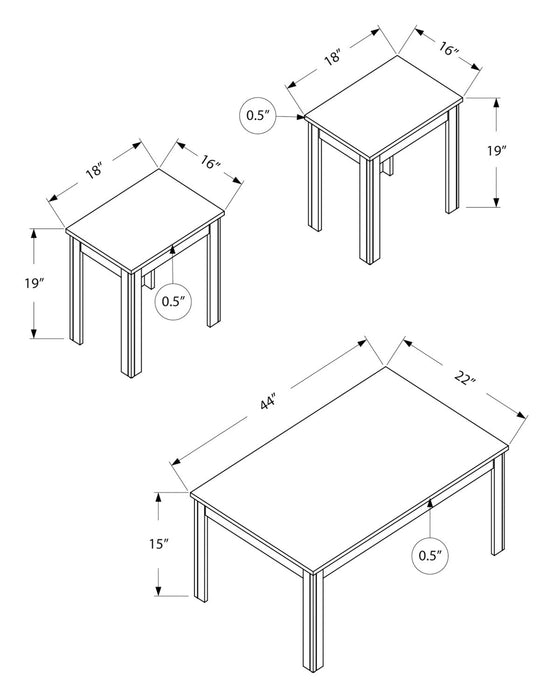 Ensemble 3 tables traditionnelles Remy de 44 po (table à café et 2 tables de bout) - brun-noir 