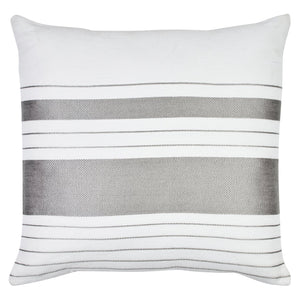 Coussin décoratif rayé pour l’intérieur et l’extérieur - blanc et gris