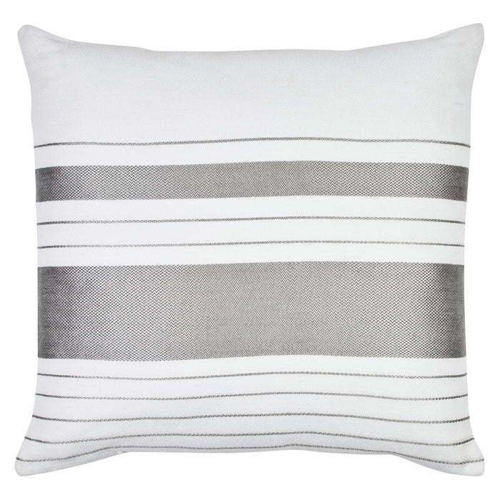 Coussin décoratif rayé pour l’intérieur et l’extérieur - blanc et gris