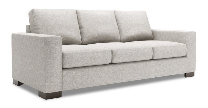 Sofa personnalisable Track de Sofa Lab de 85 po fabriqué au Canada en tissu de chenille avec accoudoirs rectilignes - argenté Luxury Silver