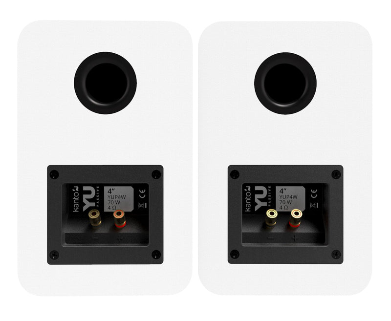 Haut-parleurs d'étagère passifs Kanto YU 4 po avec haut-parleur d’aigus 1 po, dôme en soie - blancs