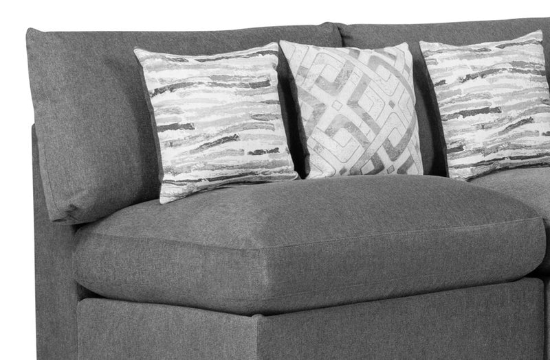 Sofa sectionnel modulaire de style cocon Evolve de Scott Living 4 pièces en tissu d’apparence lin avec coussins en duvet et plumes - anthracite