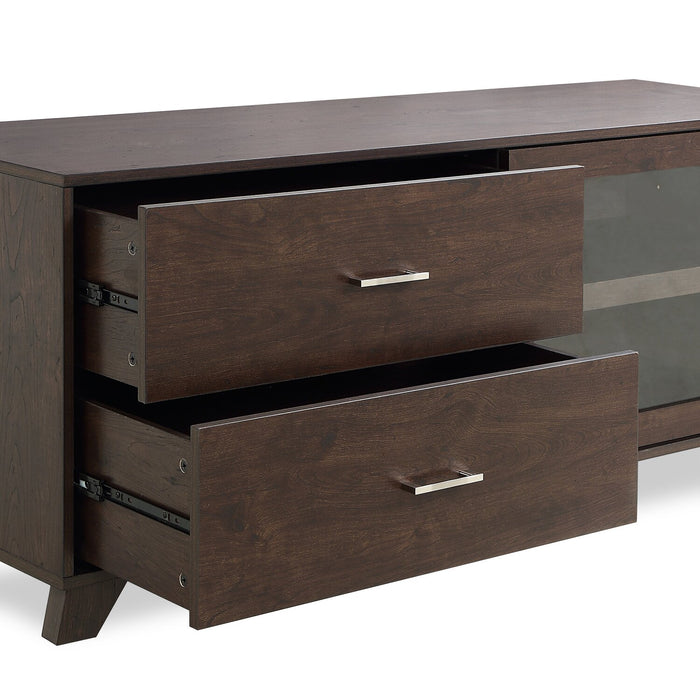 Meuble pour téléviseur moderne Jacob de 60 po avec rangement et système de gestion des câbles pour téléviseurs jusqu’à 65 po - espresso