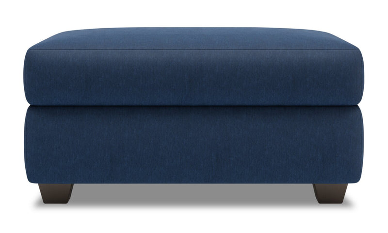 Pouf de rangement personnalisable The Trunk de Sofa Lab de 39 po fabriqué au Canada en tissu d’apparence lin - bleu Pax Navy