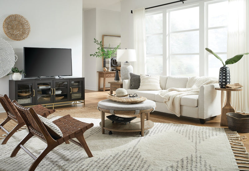 Table de bout ronde moderne Rhett de 18 po - chêne brun clair