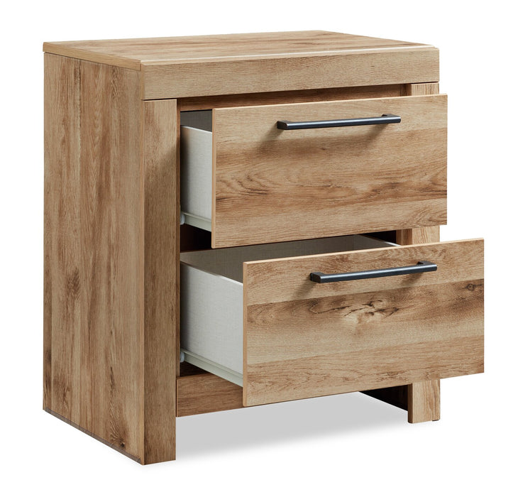 Table de nuit Derekson de 21,7 po (L) x 24,4 po (H) à 2 tiroirs avec ports USB - naturelle