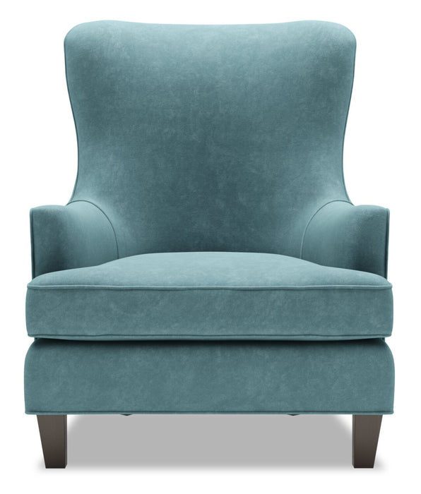 Fauteuil d’appoint à oreilles Sofa Lab personnalisable de 32 po fabriqué au Canada en tissu de velours - bleu Sea Blue