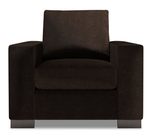 Fauteuil Track de Sofa Lab personnalisable de 38 po fabriqué au Canada en tissu de chenille - brun Luxury Chocolate