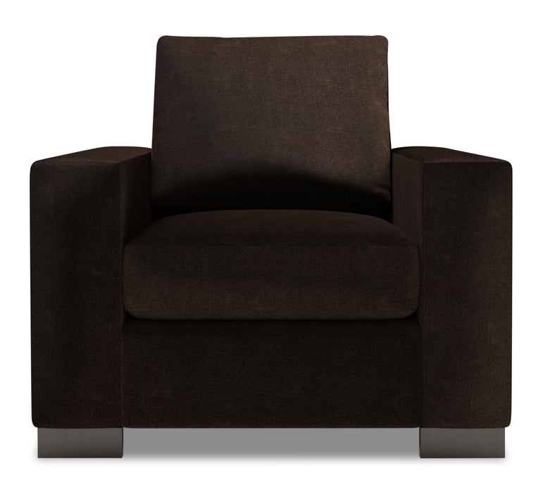 Fauteuil Track de Sofa Lab personnalisable de 38 po fabriqué au Canada en tissu de chenille - brun Luxury Chocolate