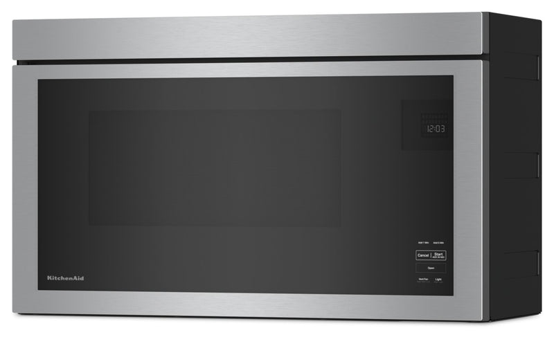Four à micro-ondes à hotte intégrée KitchenAid de 1,1 pi³ à installation affleurée avec cuisson à 900 W - acier inoxydable avec fini PrintShieldMC - YKMMF330PPS