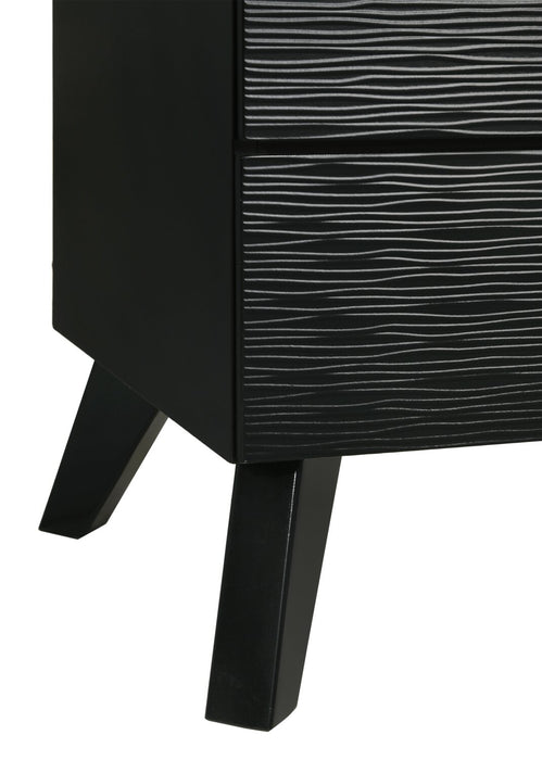 Commode moderne du milieu du 20e siècle Atlas de 60,2 po (L) x 36,8 po (H) à 6 tiroirs pour la chambre à coucher - noire