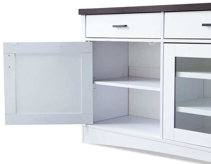 Meuble pour téléviseur Emry de 84 po avec rangement et système de gestion des câbles pour téléviseurs jusqu’à 90 po - blanc