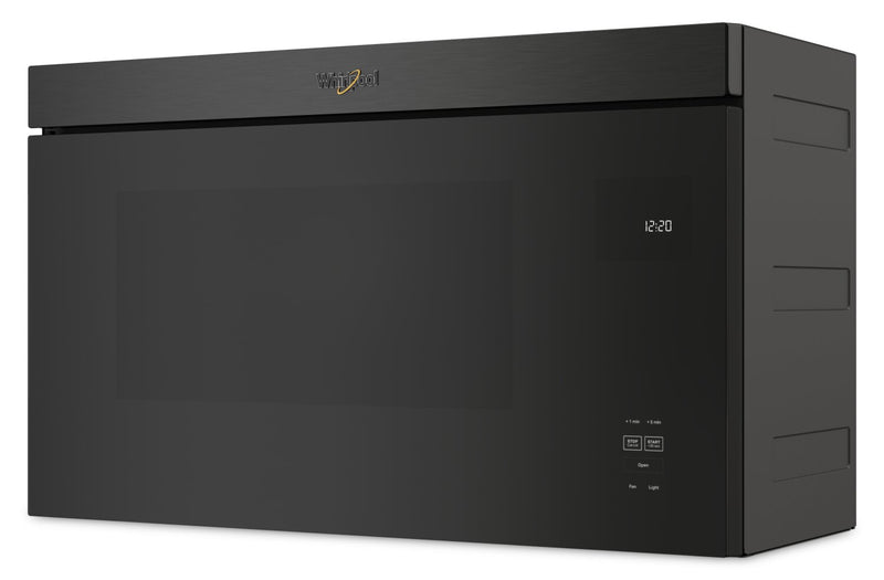 Four à micro-ondes à hotte intégrée Whirlpool de 1,1 pi³ à installation affleurée avec cuisson à 900 W - acier inoxydable noir - YWMMF5930PV