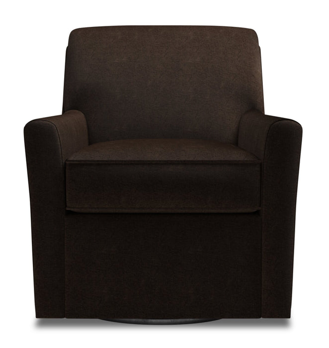 Fauteuil d’appoint pivotant Sofa Lab personnalisable de 31 po fabriqué au Canada en tissu de chenille - brun Luxury Chocolate