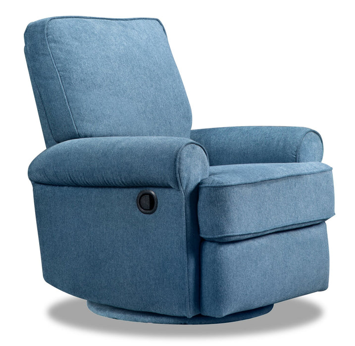 Fauteuil pivotant, coulissant et inclinable Bevin de 34,4 po en tissu de chenille - bleu
