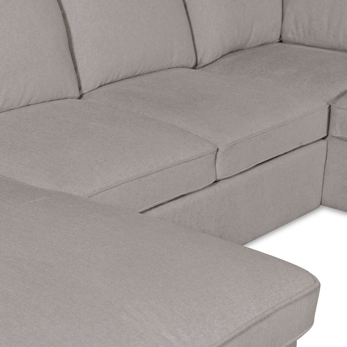Sofa-lit sectionnel de gauche Haven de Scott Living 3 pièces en tissu de chenille avec fauteuil long de rangement - gris