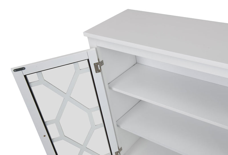 Armoire décorative Clary de 31,5 po avec portes en verre - blanche