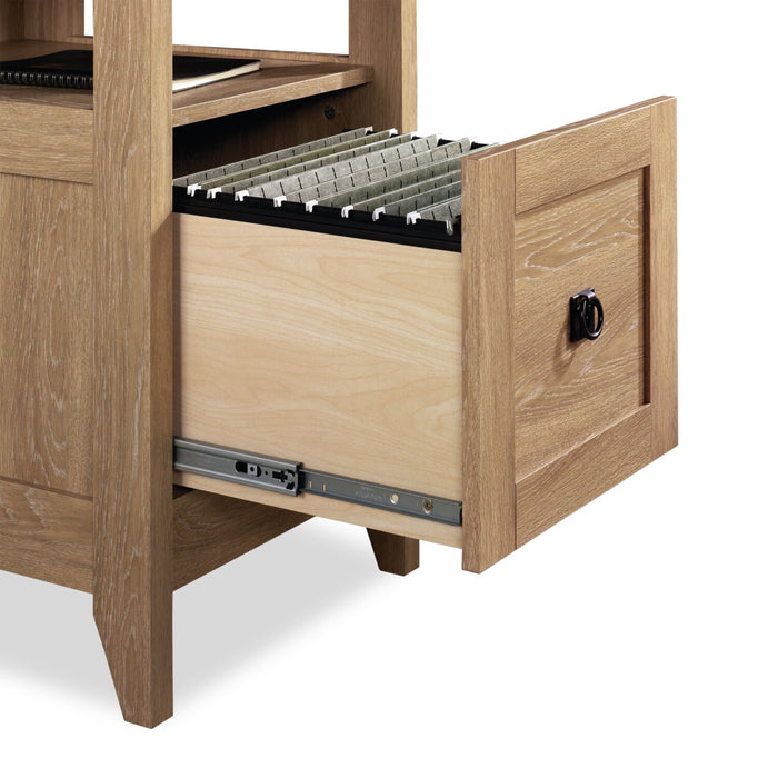 Bureau en forme de L Fritz de 59,05 po avec armoire - brun et ardoise grise