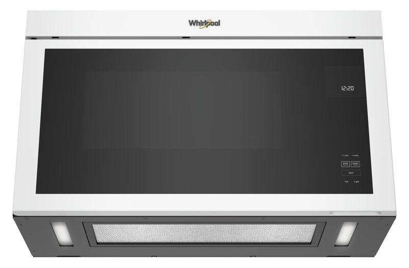 Four à micro-ondes à hotte intégrée Whirlpool de 1,1 pi³ à installation affleurée avec cuisson à 900 W - blanc - YWMMF5930PW