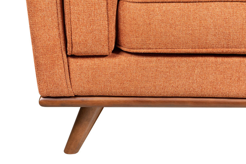 Sofa Kassia de Kort & Co. de 90,6 po en tissu d’apparence lin avec base et pattes en bois - orange