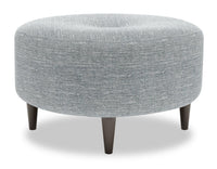 Pouf The Curve de Sofa Lab de 31 po fabriqué au Canada en tissu d’apparence lin - gris Luna Pewter