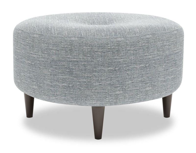 Pouf personnalisable The Curve de Sofa Lab de 31 po fabriqué au Canada en tissu d’apparence lin - gris Luna Pewter