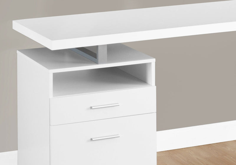 Bureau réglable Heather de 60 po à 2 tiroirs et compartiment ouvert - blanc