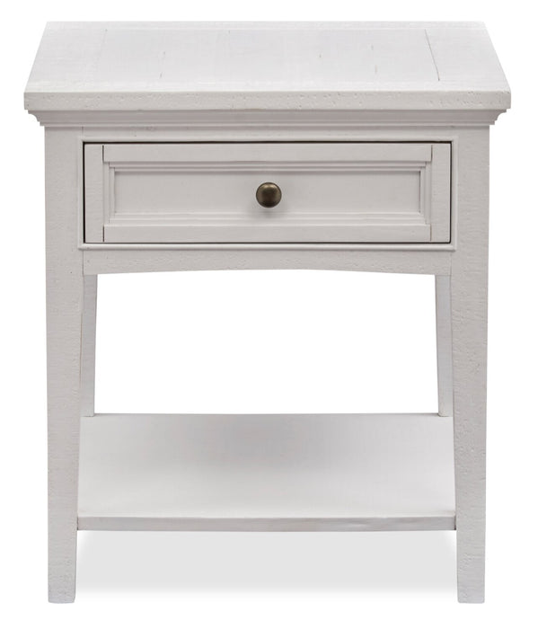 Table de bout traditionnelle Heron Cove de 20 po avec rangement et tablette - pin blanc